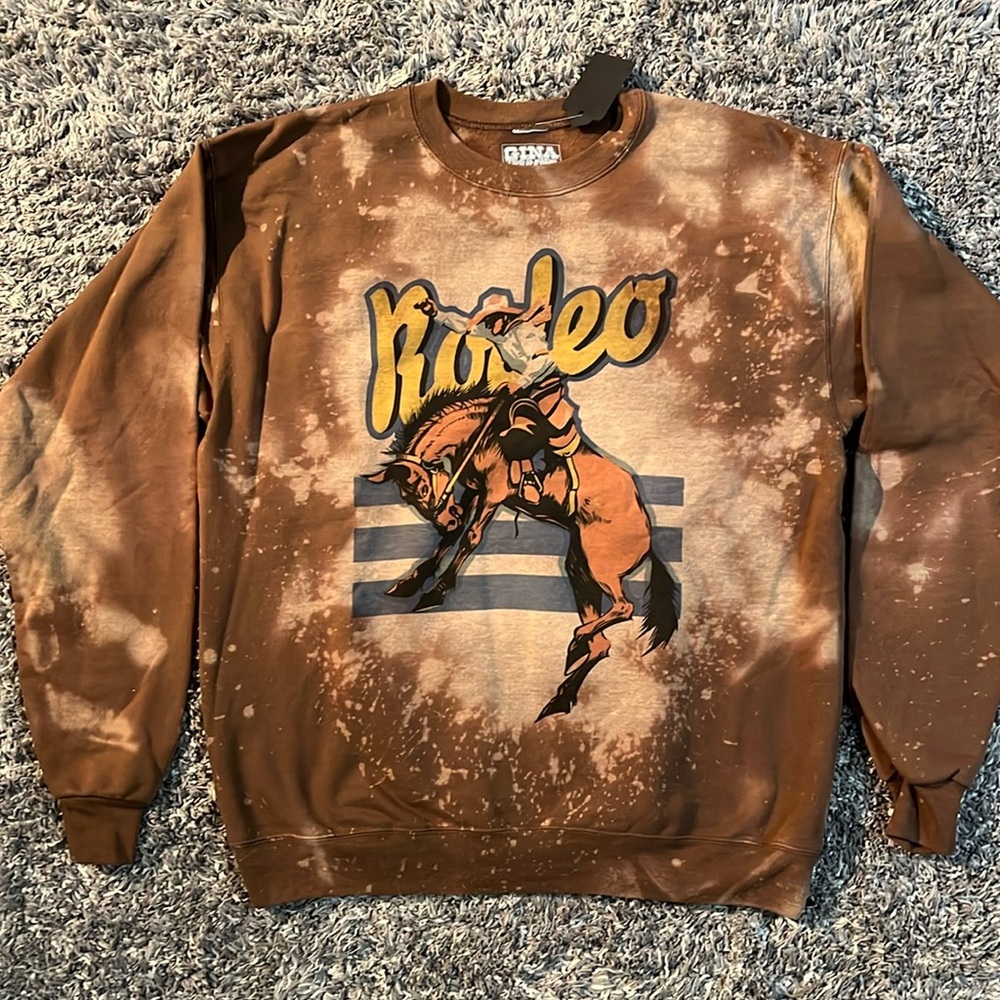 WESTERN RODEO TIE-DYE CREW NECK SWEATSHIRT - NWT